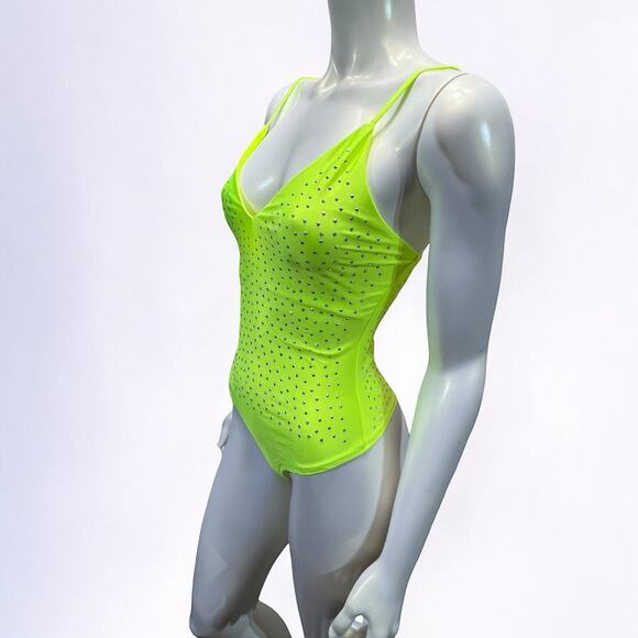DAISY Small Neon Yellow Bodysuit with Rhinestones – One Missing Stone - Picture 1 of 16